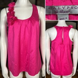 Calypso St. Barth Magenta Pink Silk Racerback Relaxed Fit Tank Top, Szs XS & S